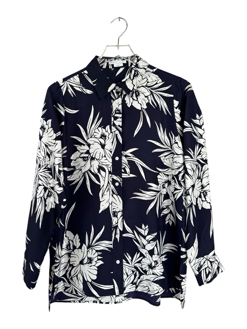 Worth New York 100% Silk Floral Button Front Blouse Top Size Small